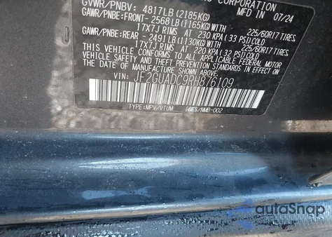 2024 Subaru Crosstrek Premium z USA, uszkodzony, nr VIN JF2GUADC9RH876109